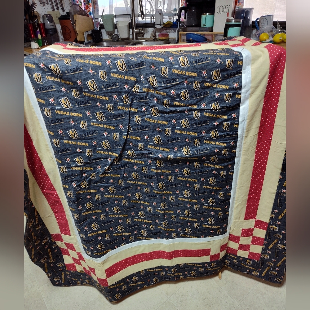 Las Vegas Golden Knights Handmade Quilt 47 Inch By 57 Inch Excellent Unused Cond